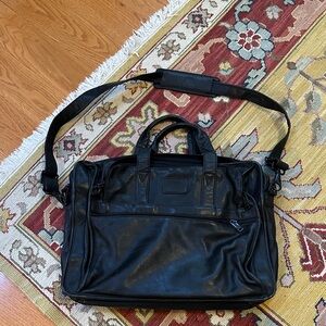 Vintage Tumi Black Leather Briefcase/Tote